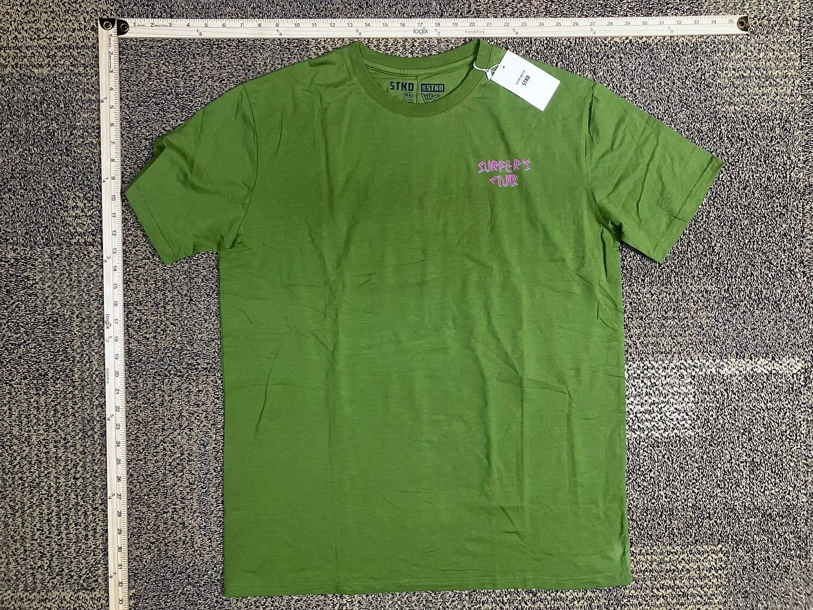 STKD T Shirt Mens XL Green Surfers Club Live Stoked Back Print Short Sleeve