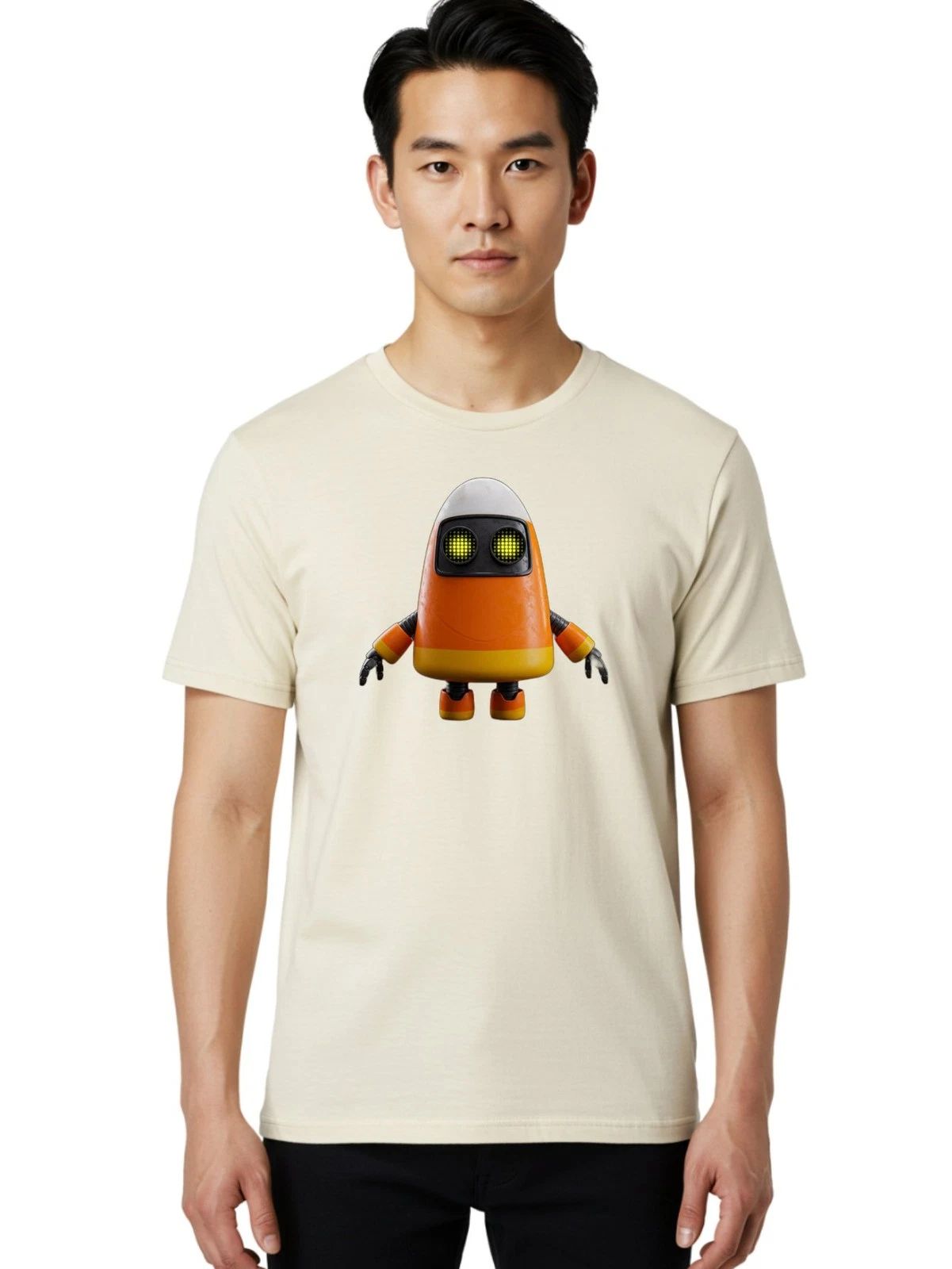 Orange-Robot Mens Graphic Tee, 100% Cotton, Casual Summer Wear