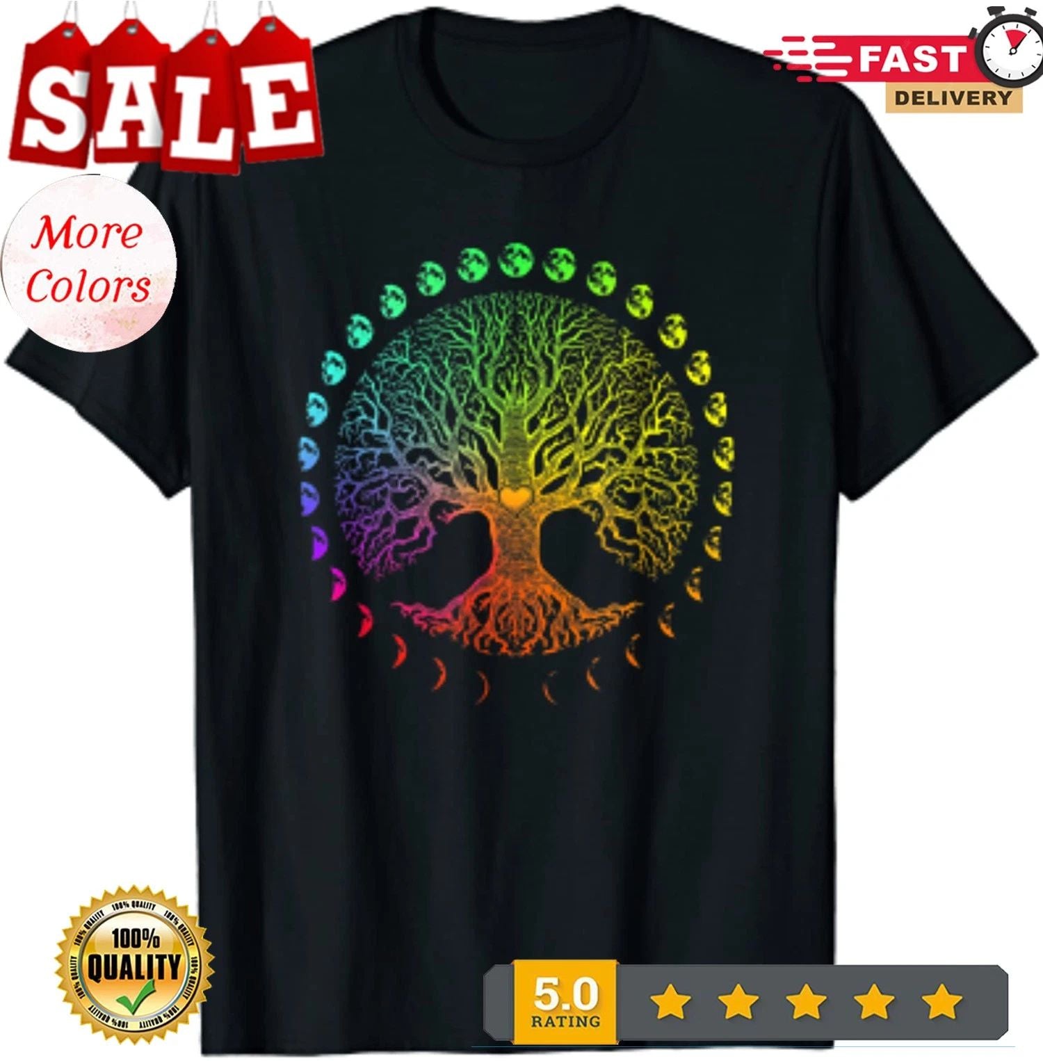 2026/Tree Of Life Phases Of The Moon Yoga Lover Gift Unisex T-Shirt