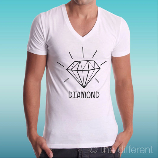 T-shirt Man V Neck " Diamond Symbol Diamond " Gift Idea Road To Happiness