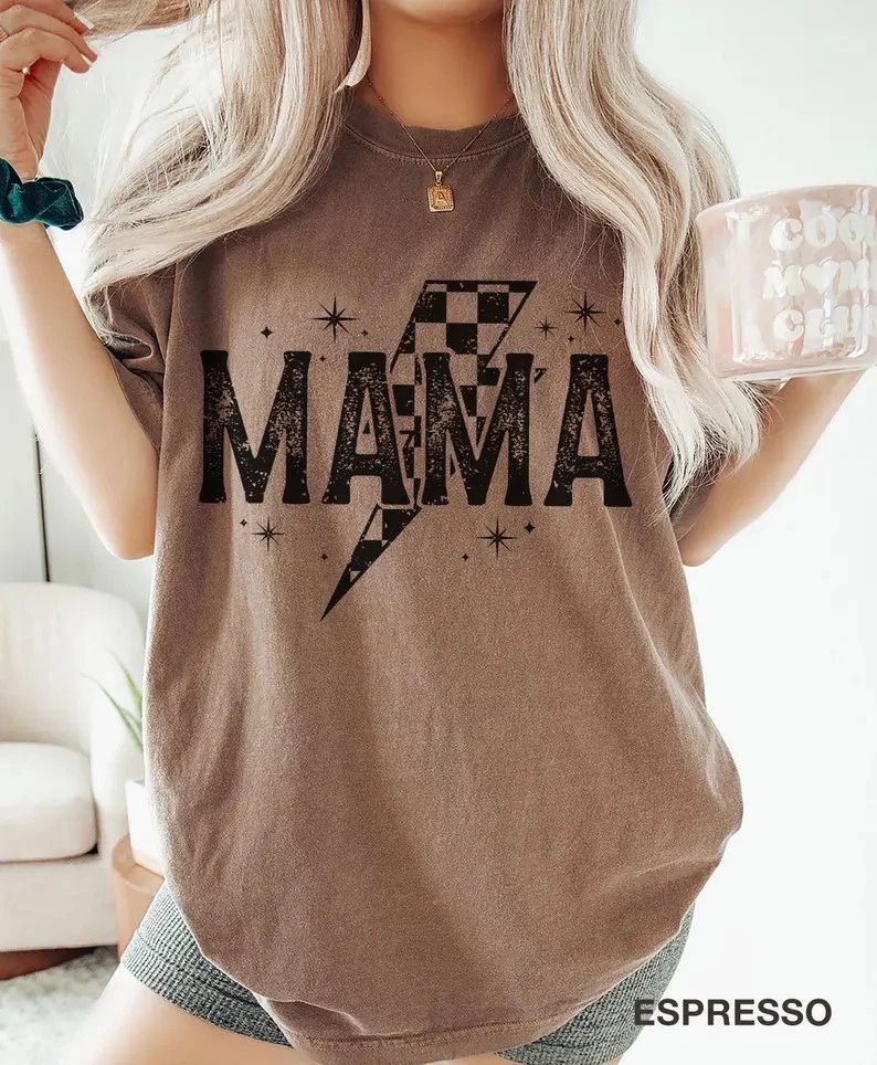 Lightning Bolt Mama Comfort Tee Boho Trendy Soft Cotton Relaxed