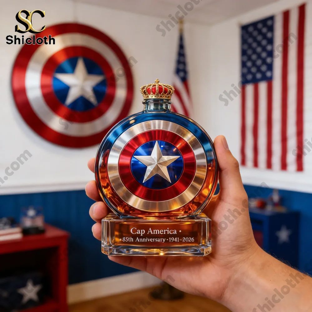 Cap America 85th Anniversary Whiskey Glass Bottle