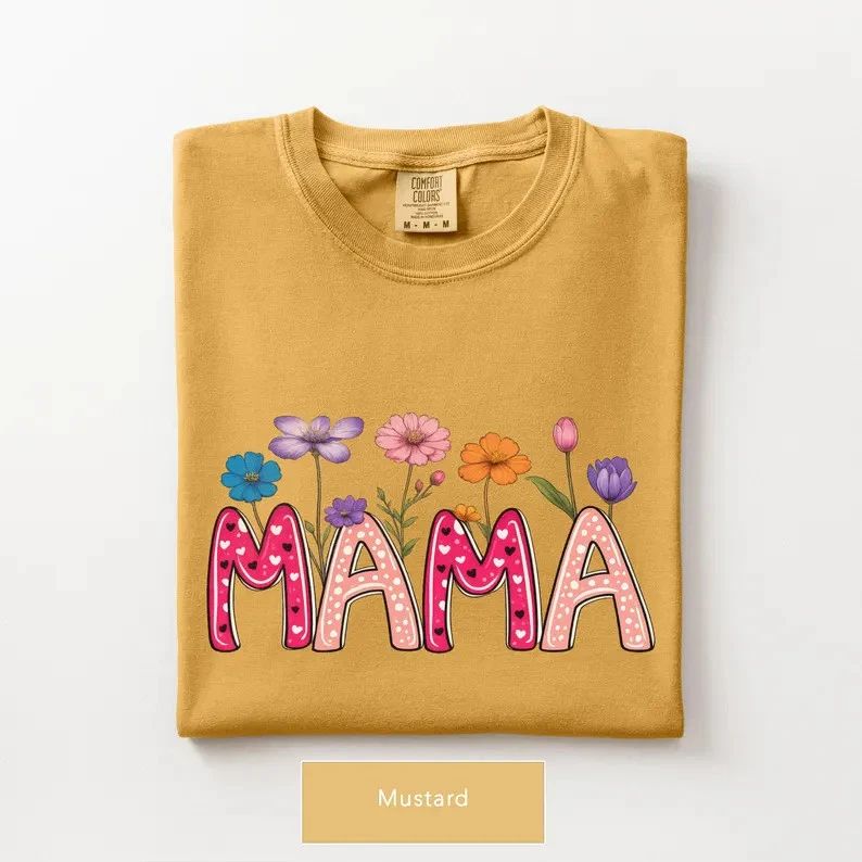 Mama Floral Design Cute Pink Comfort Tee