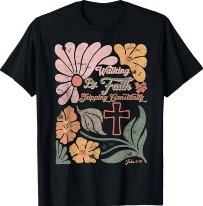 Boho Retro Christian Walking By Faith Tripping Constantly T-Shirt