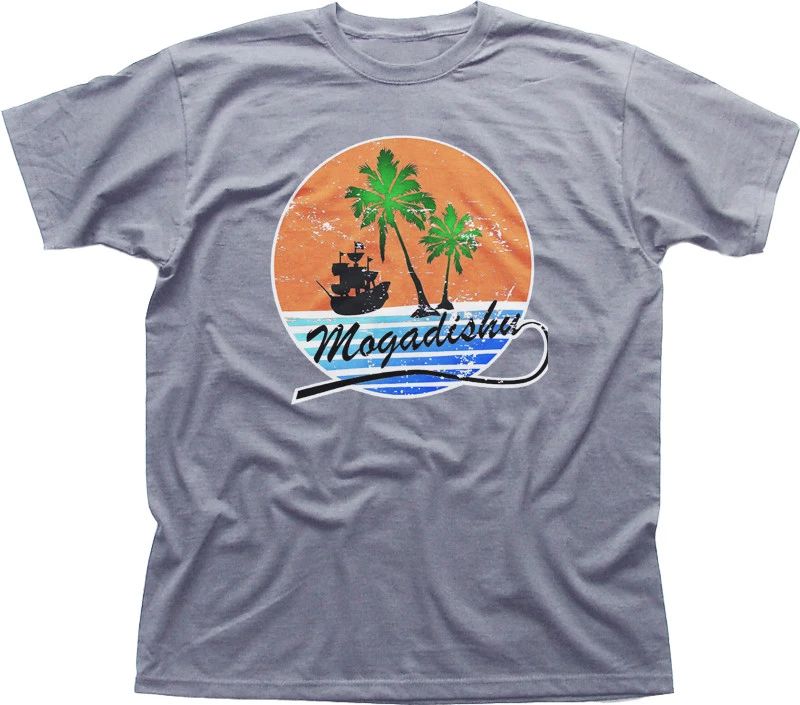 visit Mogadishu surfing holiday funny pirate printed heather t-shirt 9904