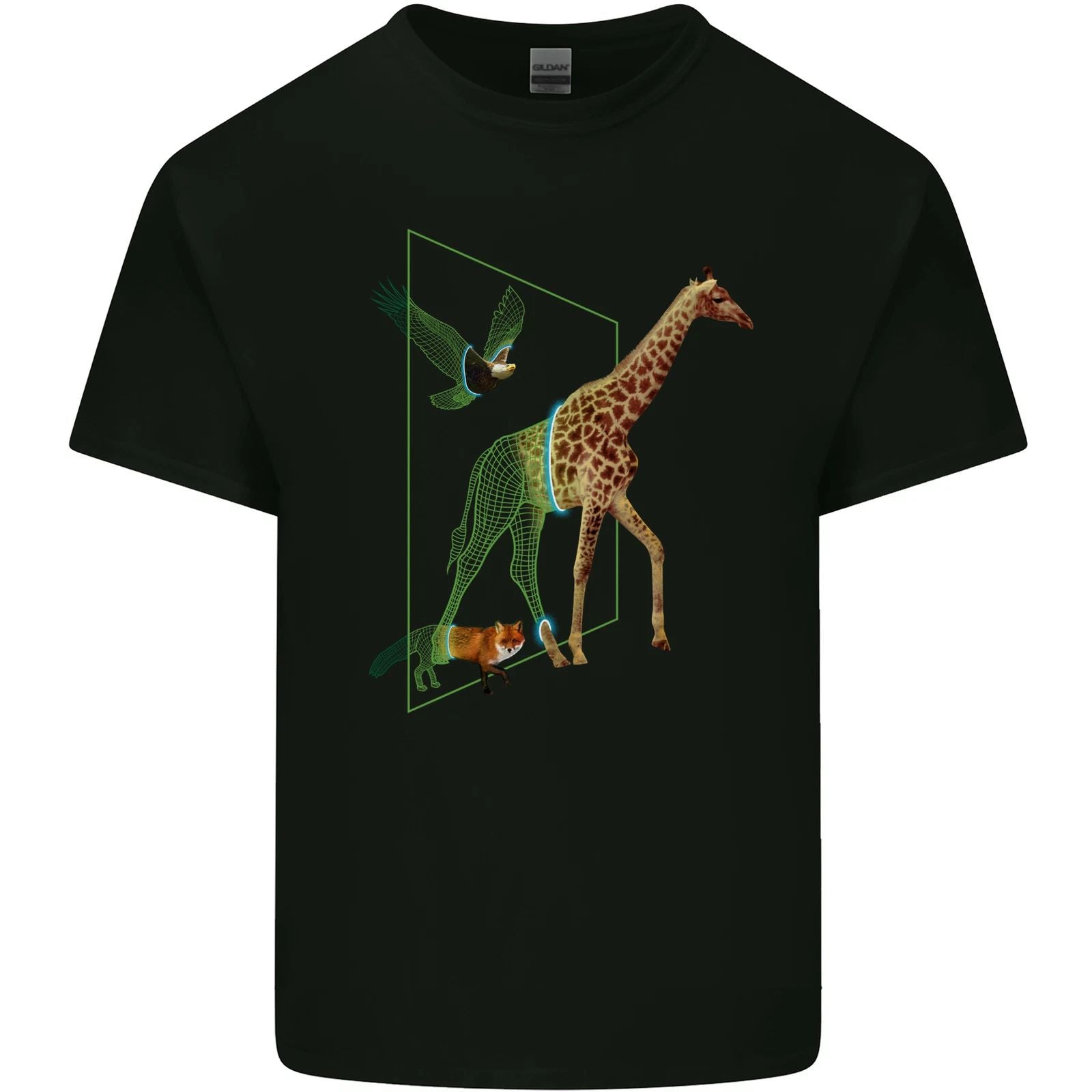 A SCI-FI Giraffe Eagle & Fox Mens Cotton T-Shirt Tee Top