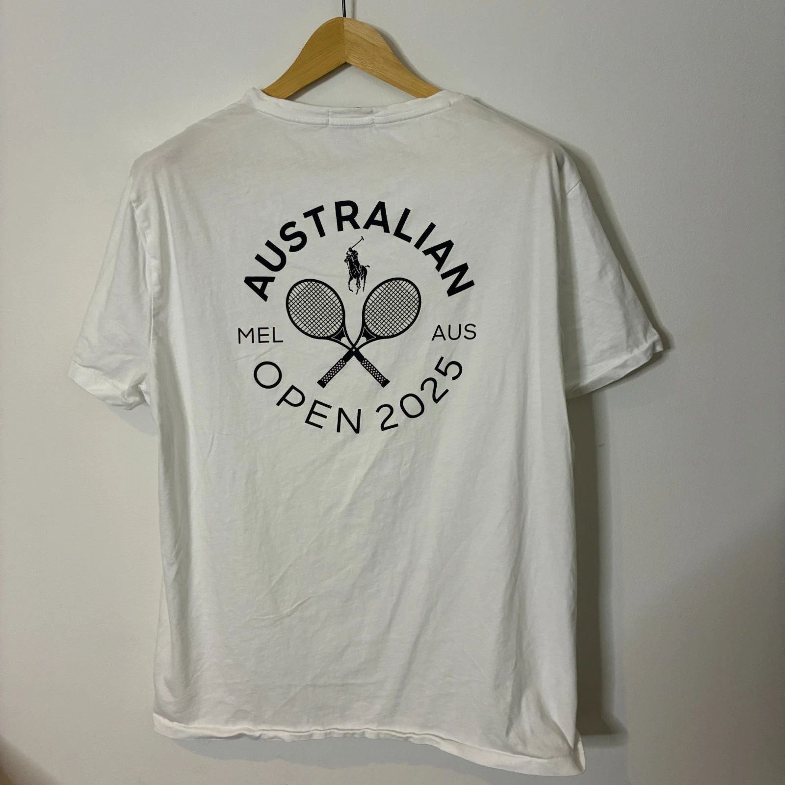 Polo Ralph Lauren Australian Open Shirt Mens XL Custom Slim Fit White Graphic