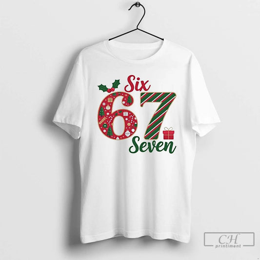 Classic 67 Christmas Festive 6 7 Six Seven Meme T Shirts