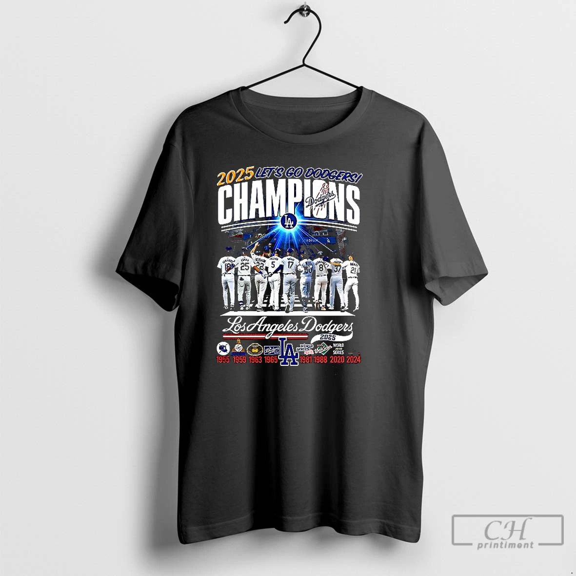 Classic Los Angeles Dodgers National League Champions 2025 Lets Go Dodgers T Shirts