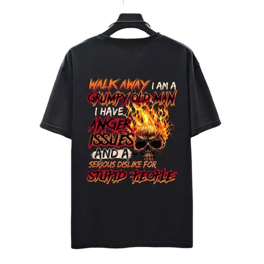 Mens polyester black loose printed T shirt for holiday and vacation use