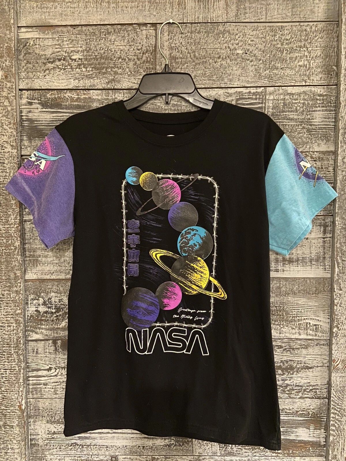 NASA Black T Shirt Crew Neck Slim Fit Mens Size Small Excellent Condition