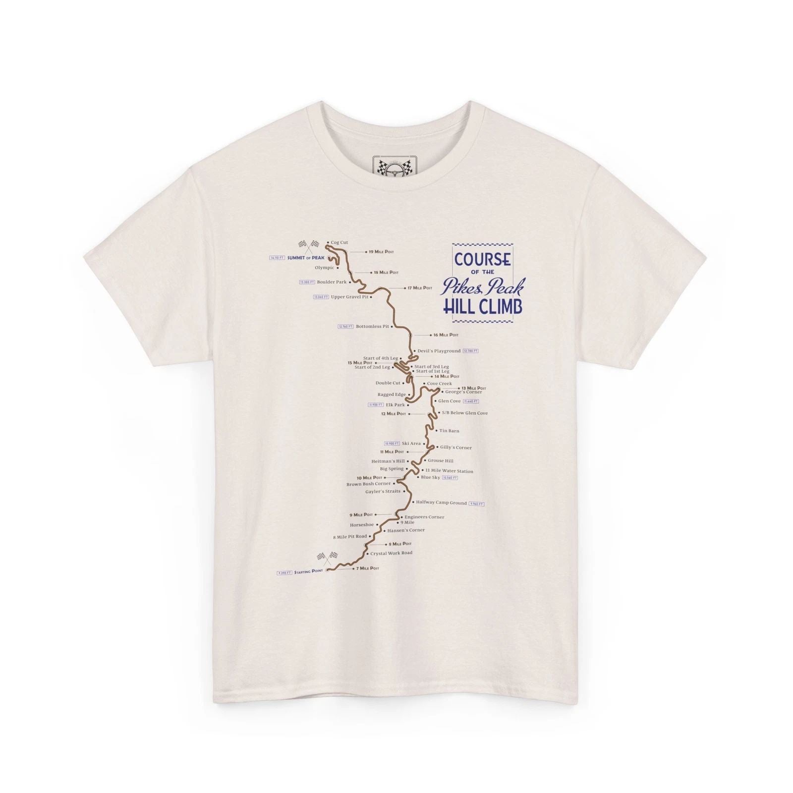 Pikes Peak Hill Climb Retro T-Shirt - Colorado Race Track Map Tee - Racing Gift