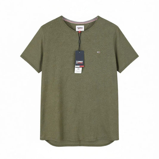 Tommy Jeans Slim Jasper C Ne Men’s Slim Fit T-Shirt 2XL Olive Melange Crewneck