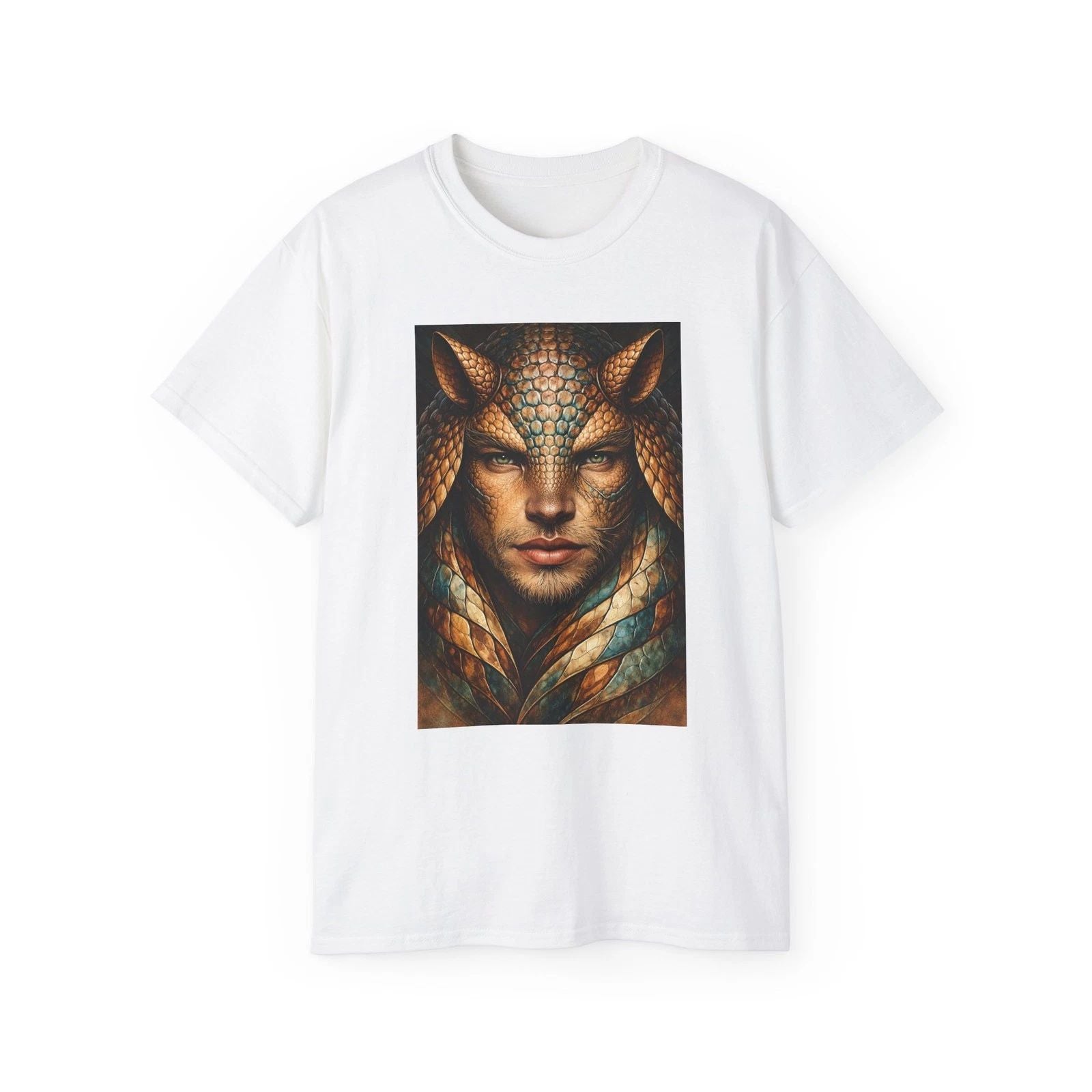 Dragon-Scaled Face Art T-Shirt | Fantasy Portrait Tee