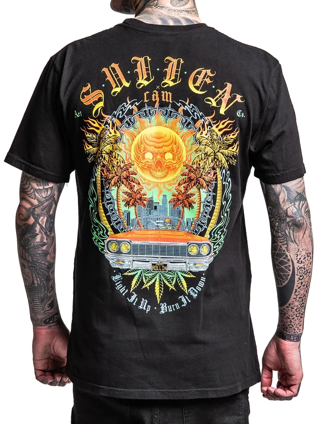 Sullen Men's Burn It Down Short Sleeve Premium T-shirt Tattoo Car Art Sun Tee