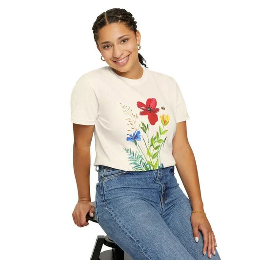 Watercolor Wildflower Boho Comfort Tee Shirt Nature Floral Hipp