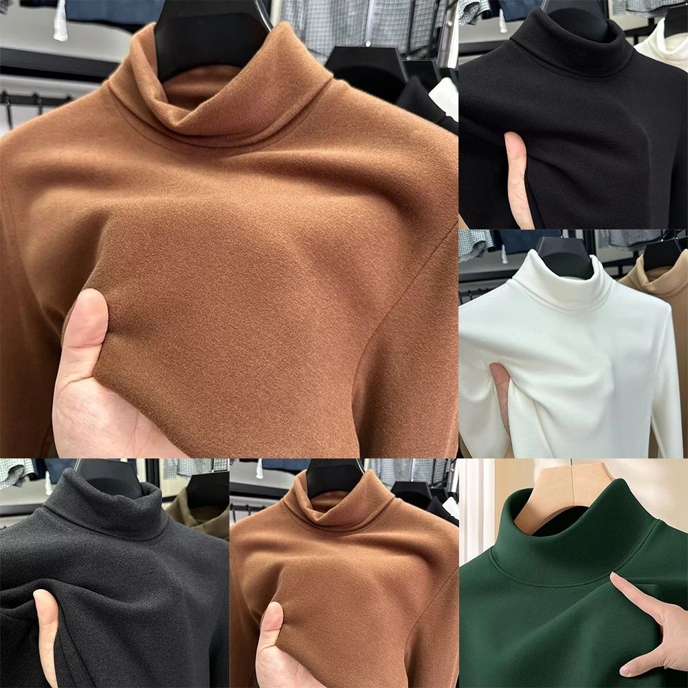 Slim Fit Pullover Men Thermal Top Solid Color Slim Fit Cut Long Sleeves