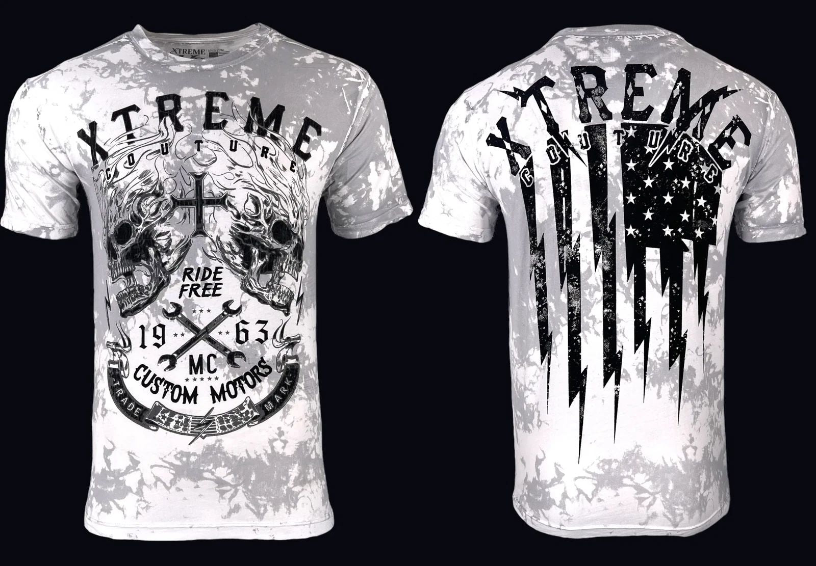 Xtreme Couture By Affliction Men's T-shirt Blazing Roadway Skull S-5XL