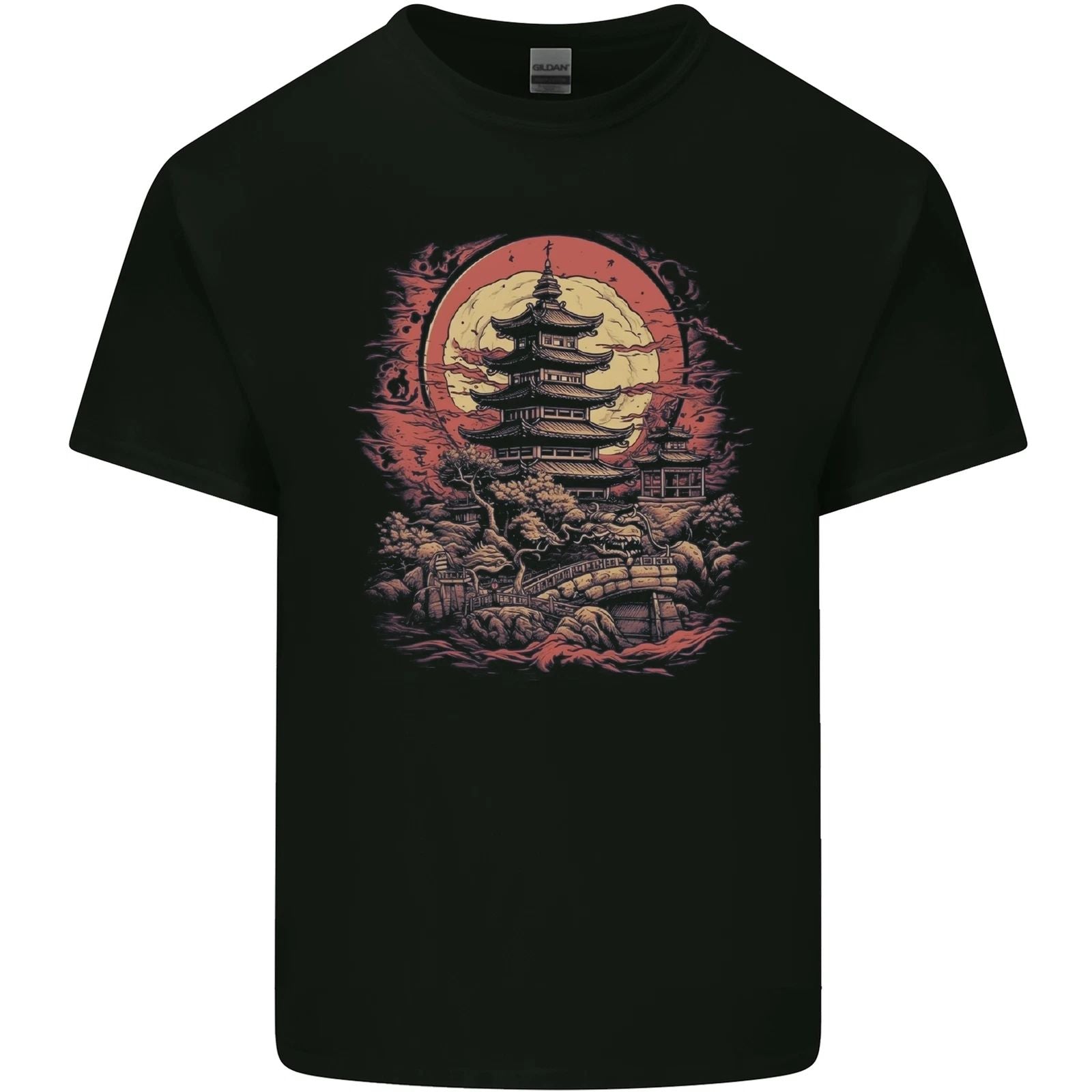 Fantasy Pagoda Sunset Mens Light Cotton T-Shirt