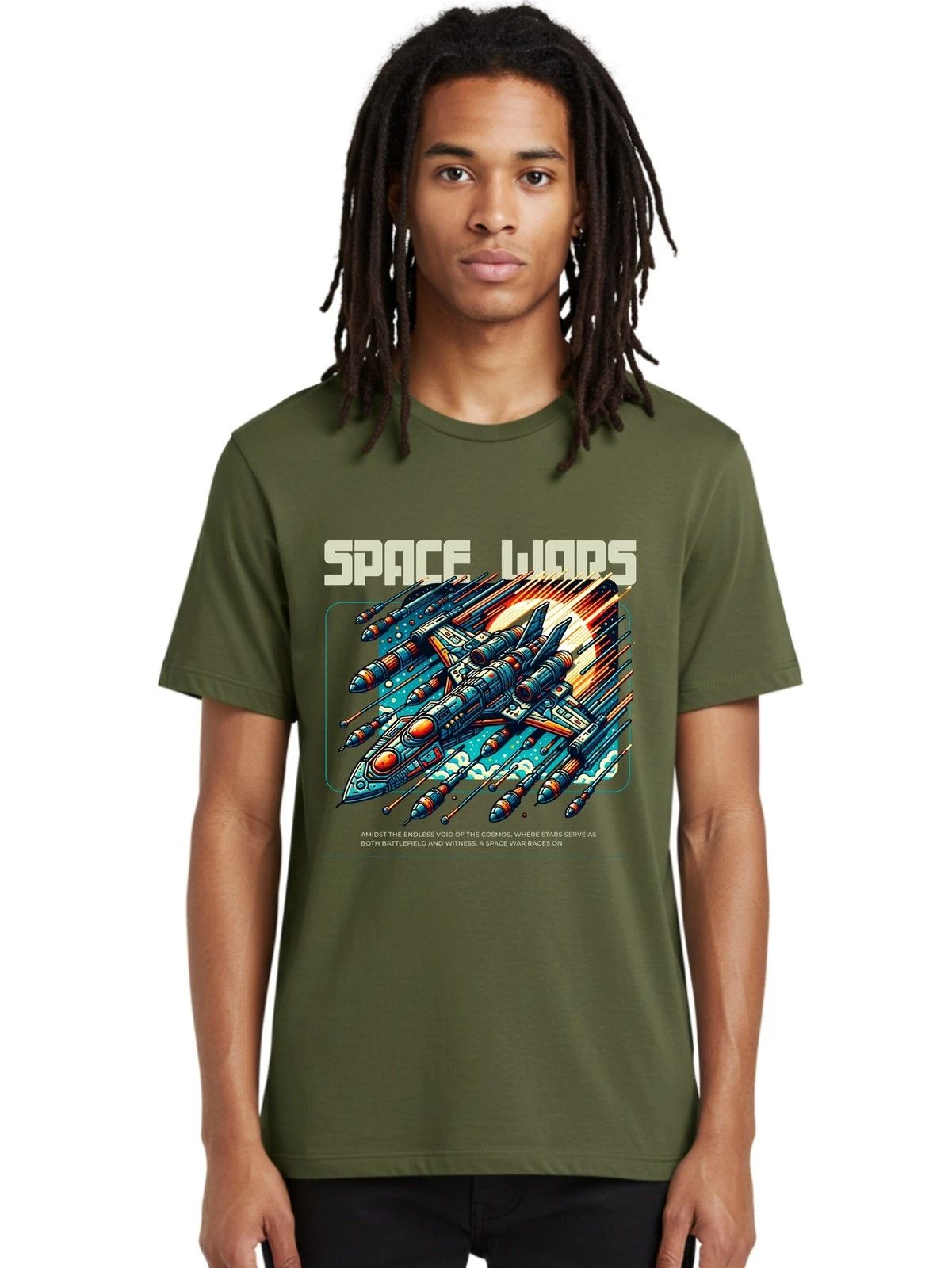 Space-Wars Mens Graphic Tee,100% Cotton,Casual Summer Wear