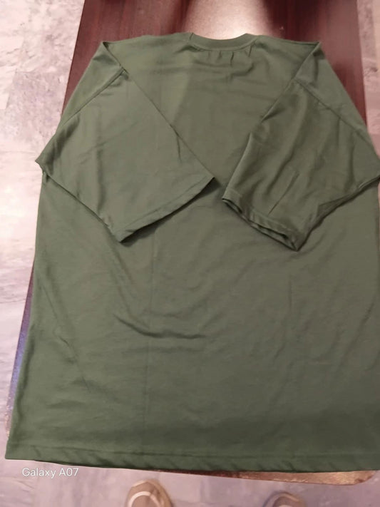 Classic Olive Green Long Sleeve Crew Neck T-Shirt