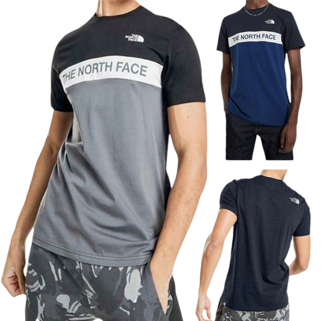 North Face Mens T Shirts Crew Neck Block Grid Casual Regular Fit Soft Cotton Tee
