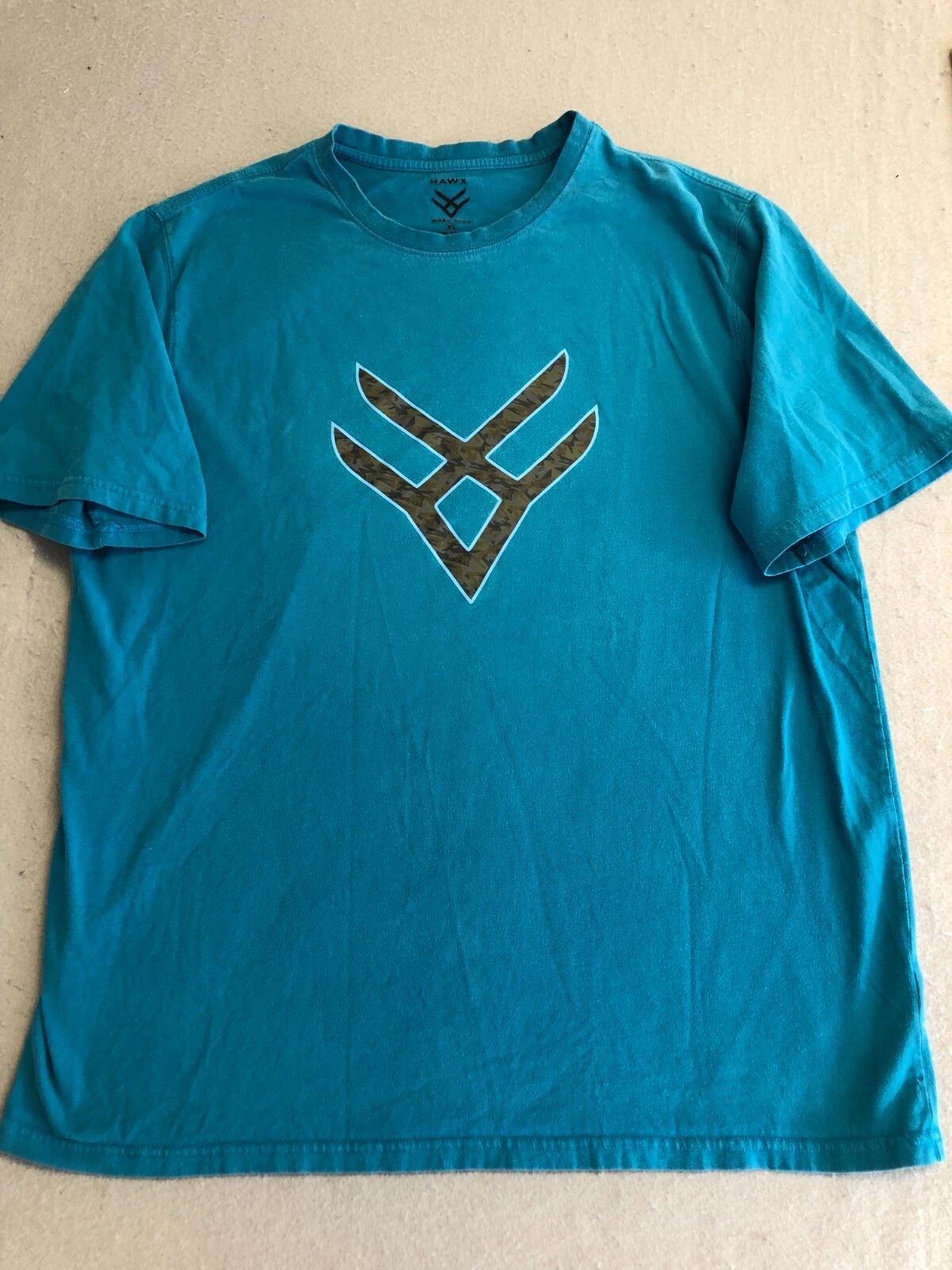 HAWK T Shirt Mens XL Teal Blue Graphic Everyday Workwear Outdoor Tee