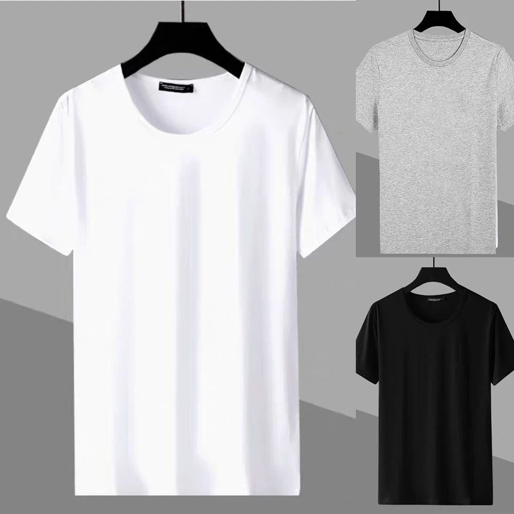 Men's Fashionable Slim Fit T Shirt Tee Top Short Sleeve Solid Color Classic