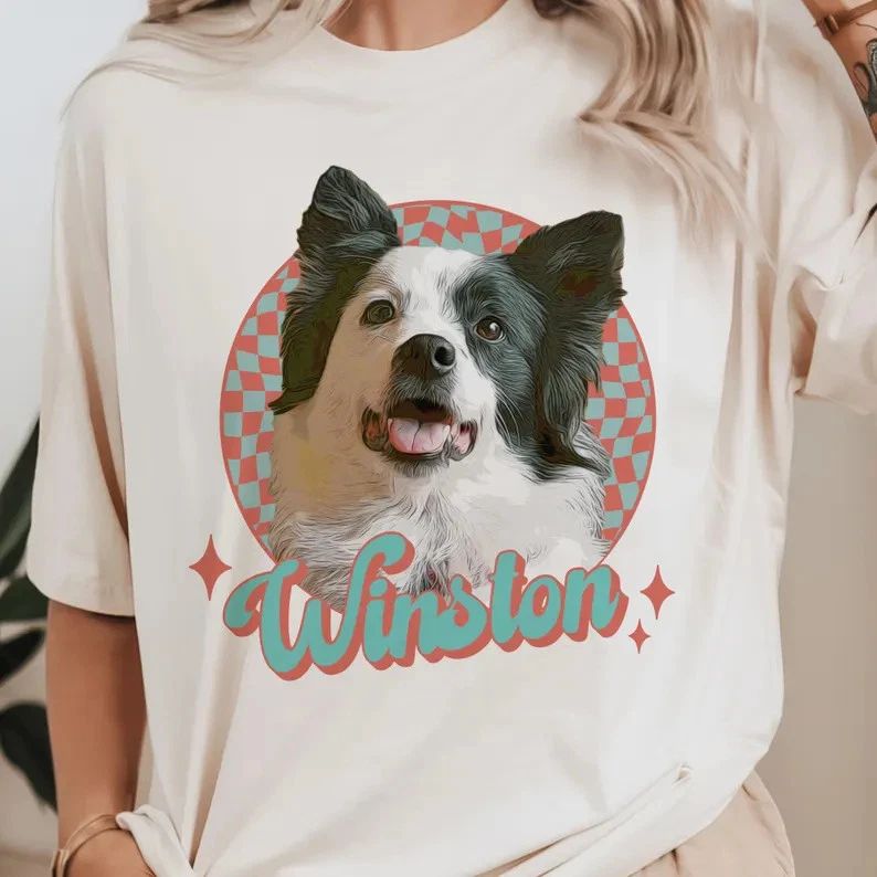 Custom Vintage Pet Comfort Tee Shirt Personalized Dog Cat Lover Gift