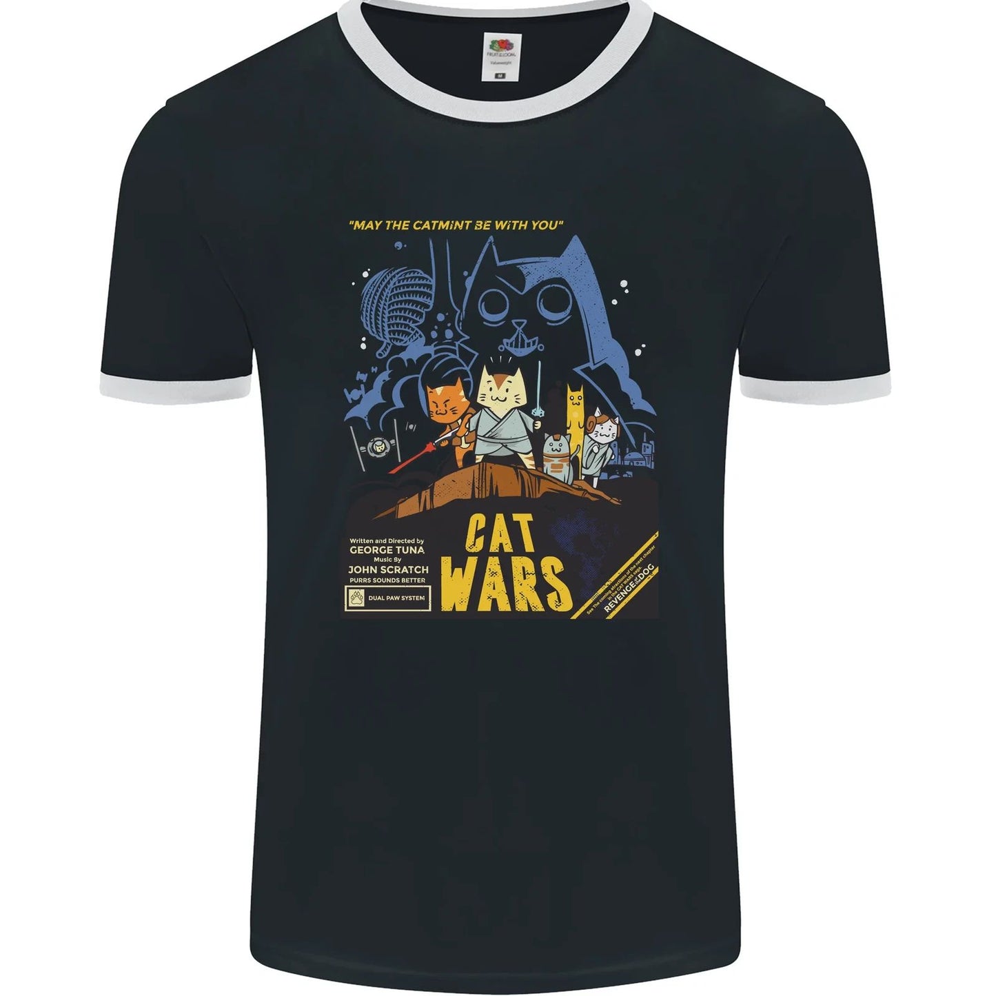 Cat Wars Funny Sci-Fi Mens Ringer T-Shirt FotL