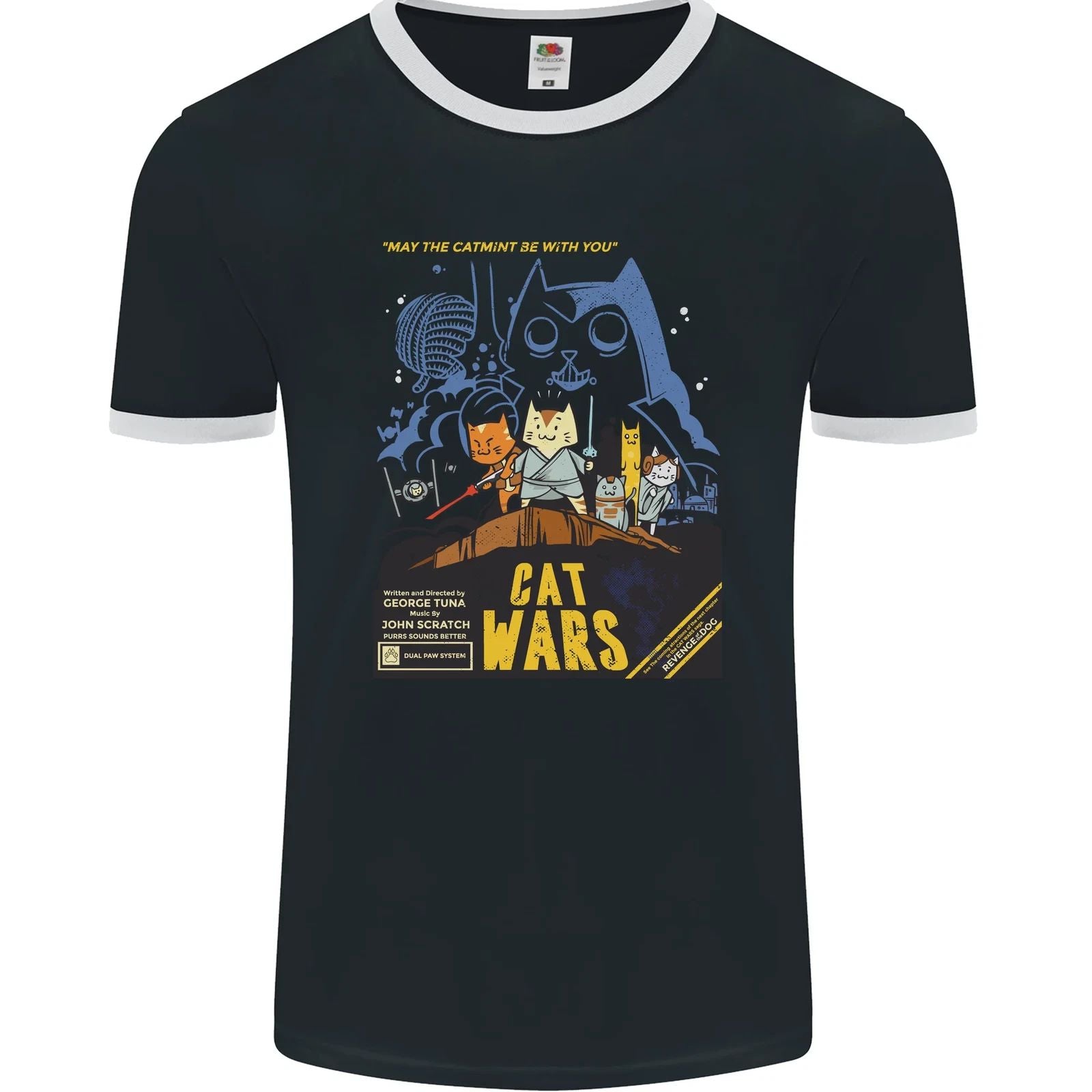 Cat Wars Funny Sci-Fi Mens Ringer T-Shirt FotL