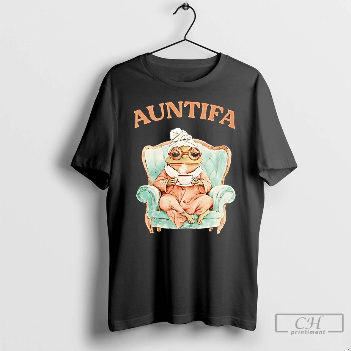 Classic Auntifa Frog Drinking Tea T Shirts