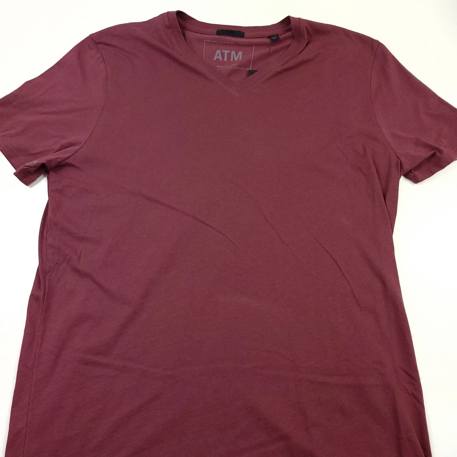 ATM Anthony Thomas Melillo V-Neck Tee T-Shirt in Cordovan Red Mens Size 2XL