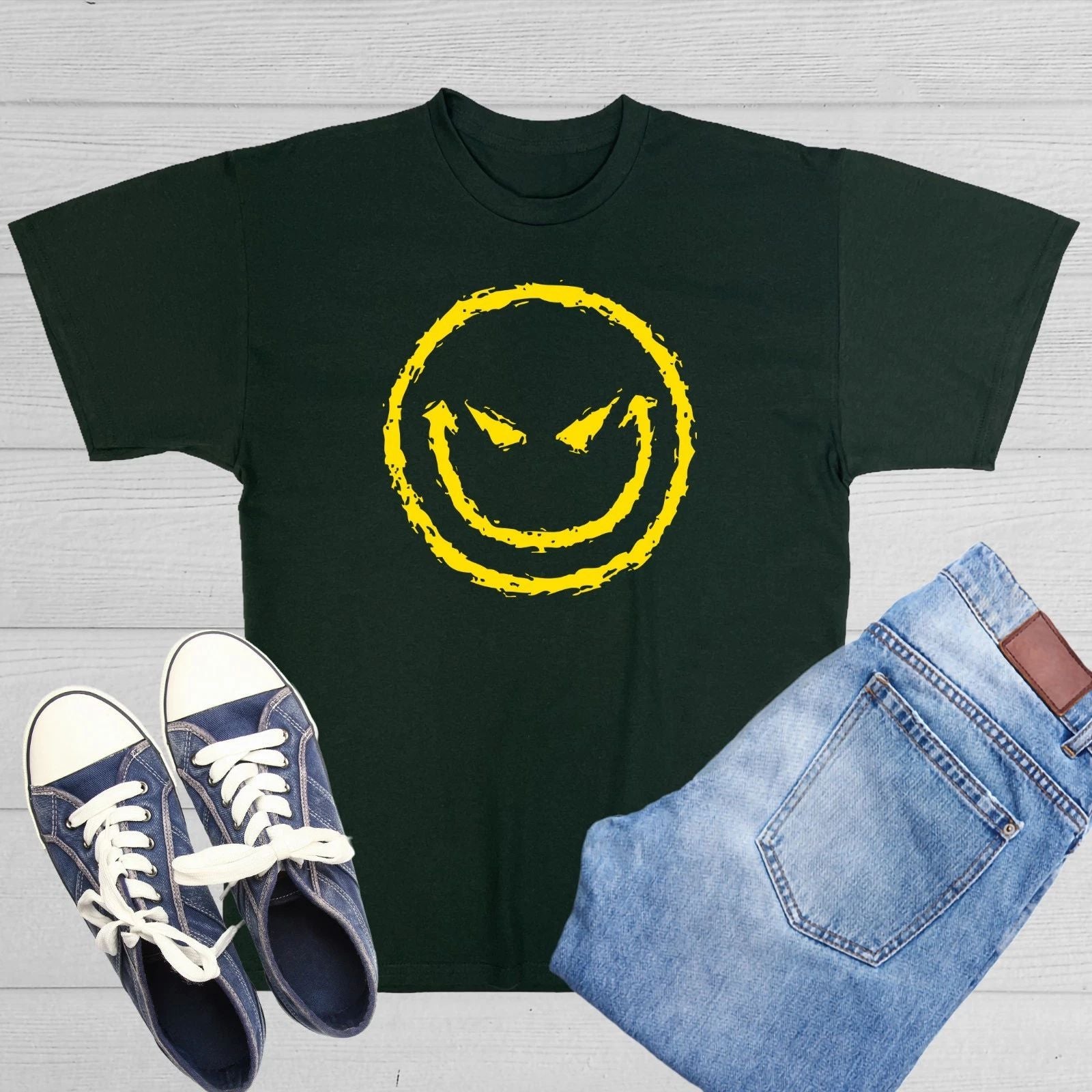 Evil Smile Face Sarcastic Humor Graphic Novelty Funny T Shirt