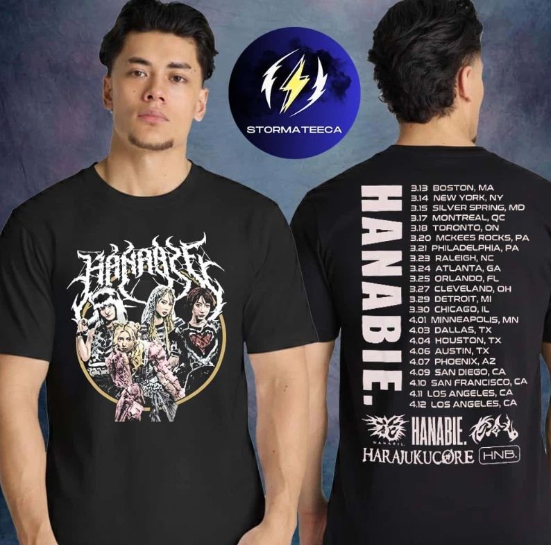 Hanabie Merch North America Tour 2026 Kawaii Animals Harajuku Core T-Shirt