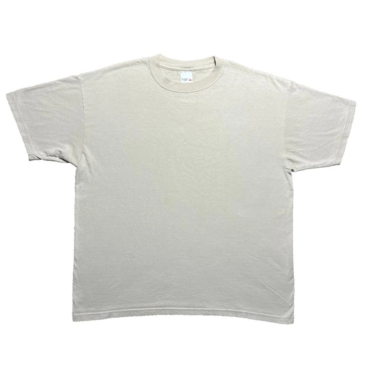 Vintage Y2K Blank T Shirt Mens XL Beige Cotton Basic Minimal Tee Anvil Tag