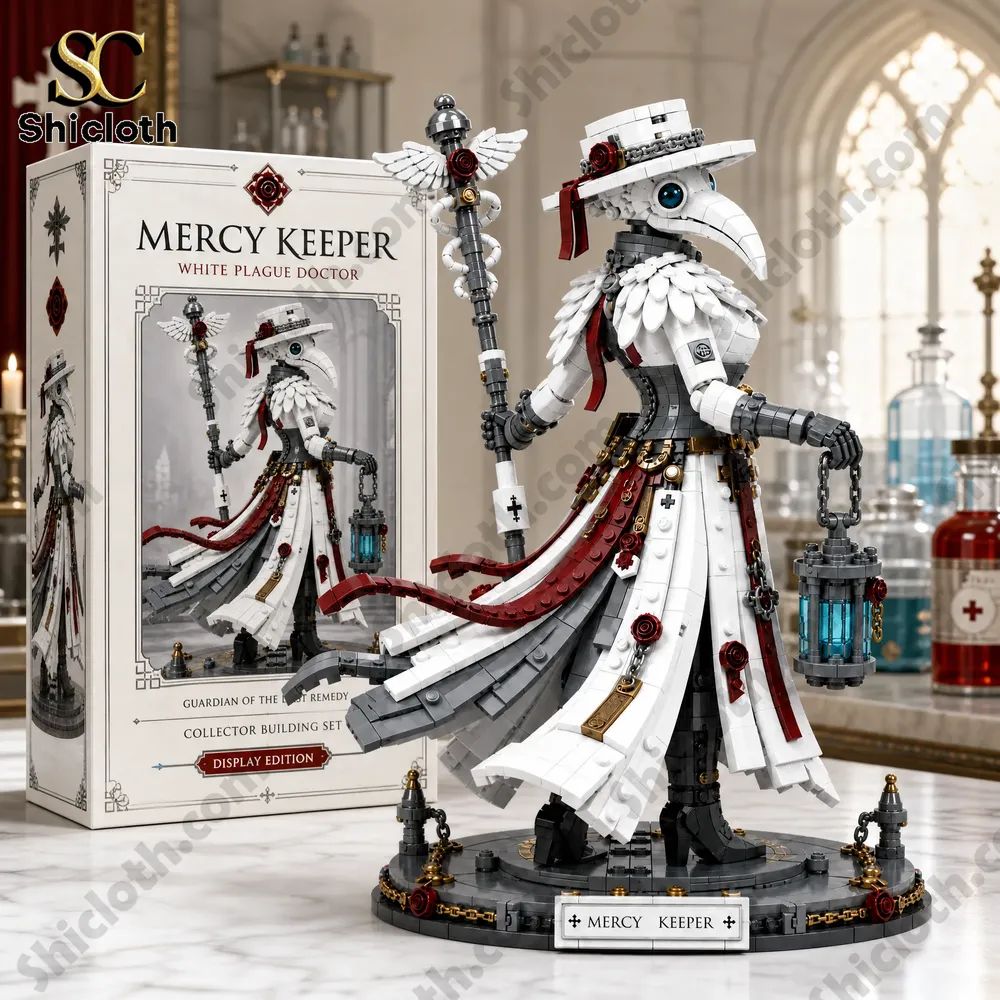 Mercy Keeper White Plague Doctor Building Brick Set