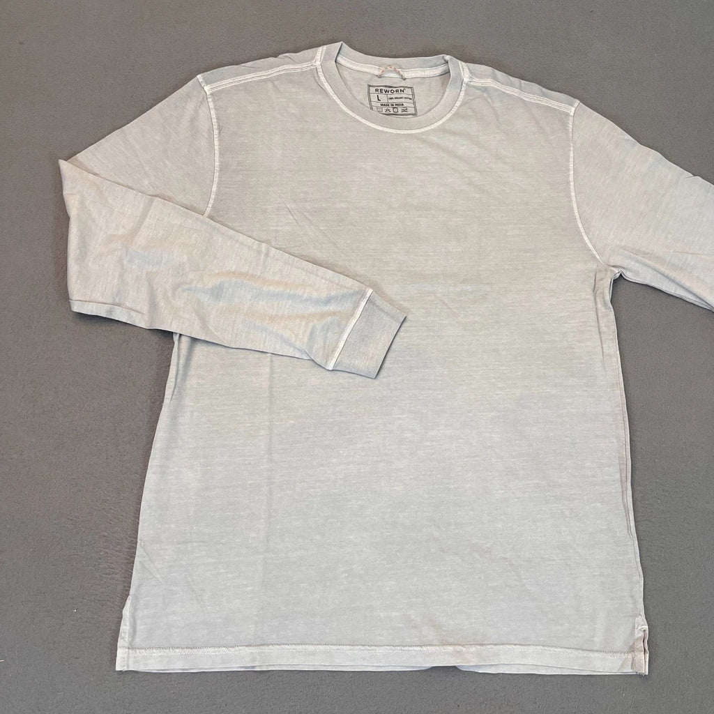 Reworn Long Sleeve Everyday T Shirt Men's Sz Lg Gray 100% Cotton Outdoor NWO