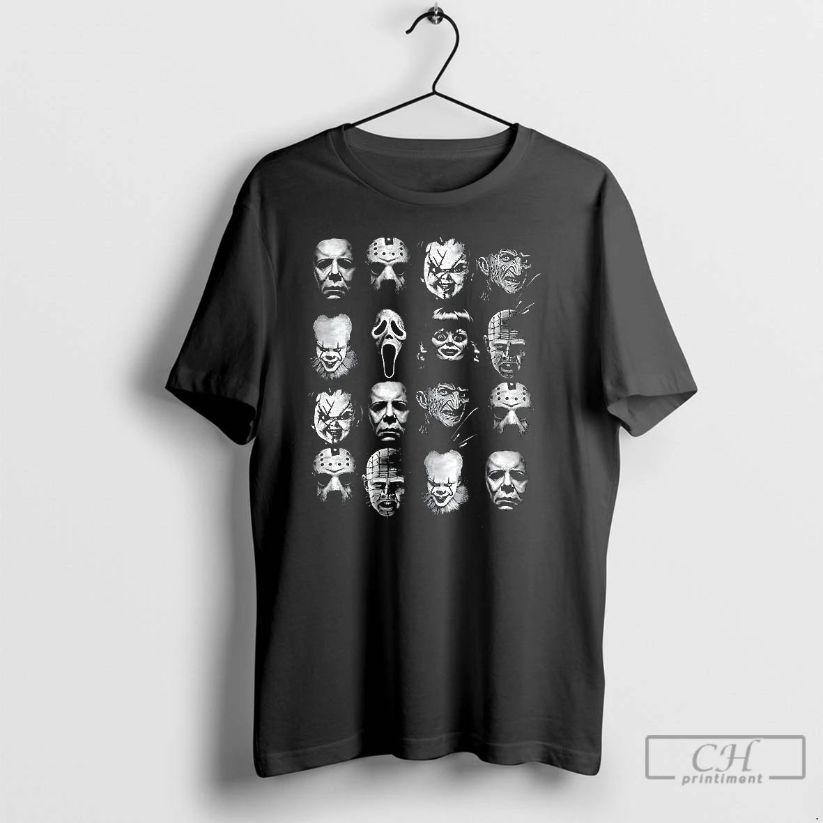 Classic Hallowen Legends Collage Of Faces Of Classic Horror Movie Villains T Shirts