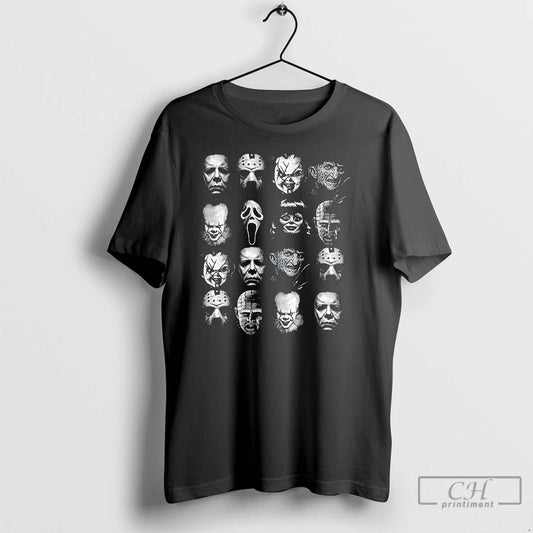 Classic Hallowen Legends Collage Of Faces Of Classic Horror Movie Villains T Shirts