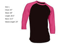 New 3/4 Sleeve Raglan Baseball Mens Plain Tee Jersey Sports T-Shirt Black Pink L