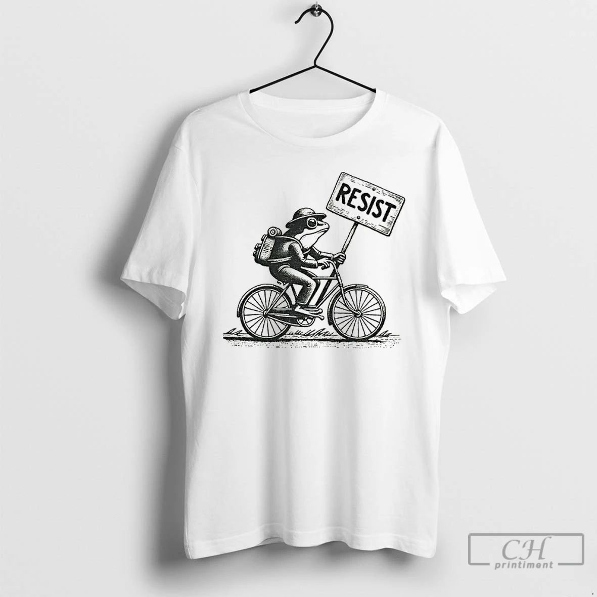 Classic Portland Frog Riding Bike Resist T Shirts