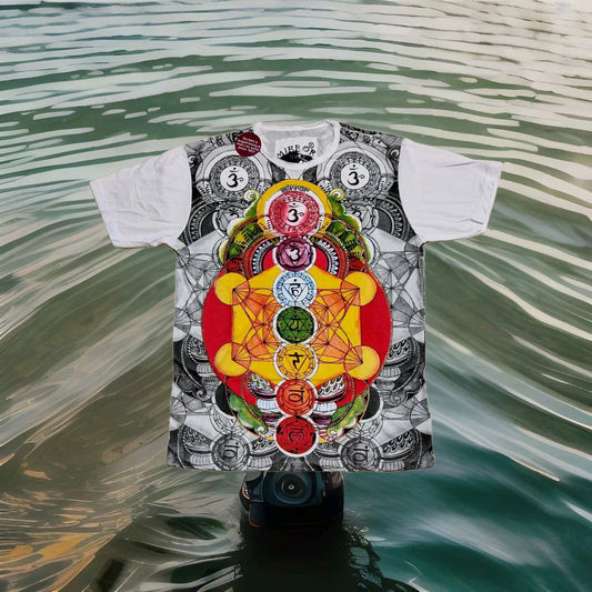 Mirror Brand T Shirt Aum OM Chakra Meditation  Beach Yoga PsyTrance Festival L