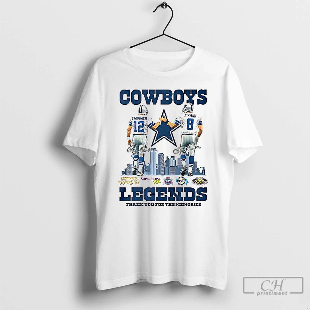 Premium Roger Staubach And Troy Aikman Dallas Cowboys Legends Thank You For The Memories Signatures