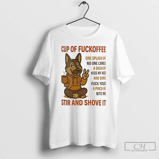Classic German Shepherd Cup Of Fuckoffee Stir And Shove It T Shirts