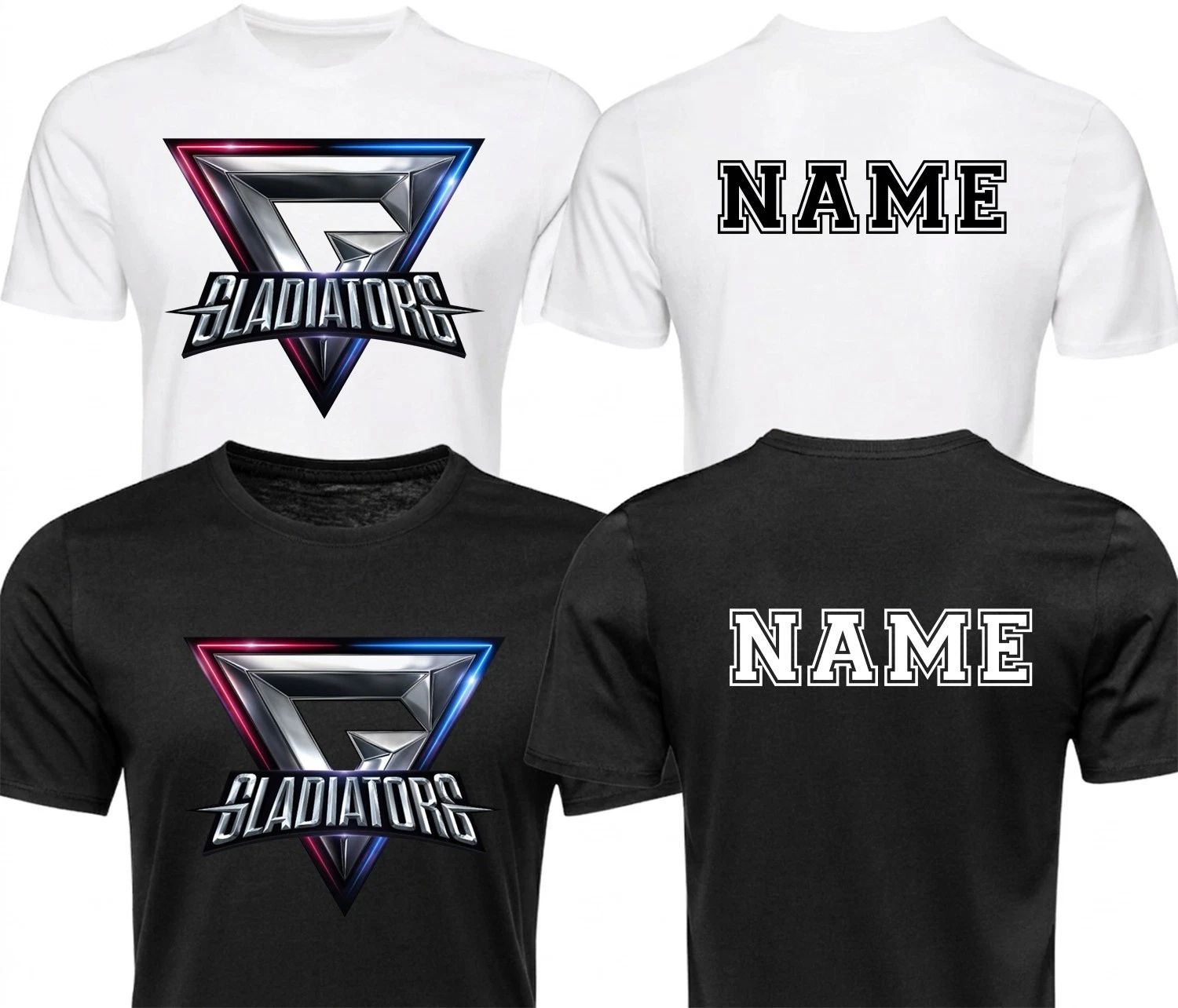 Personalised Gladiators Metallic TV Show T-Shirt - Custom Name Unisex Sports Top