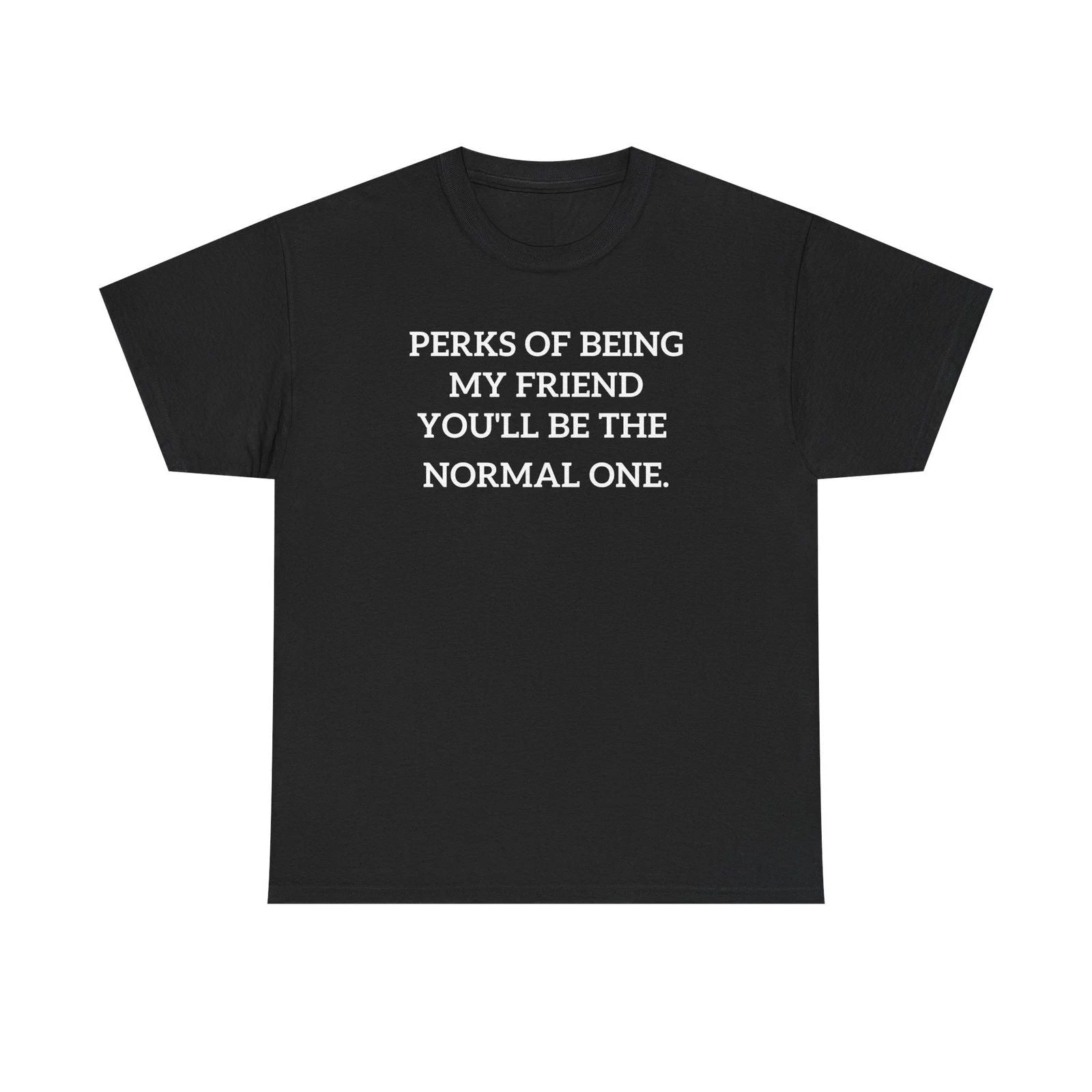 Perks of Being My Friend You'll Be The Normal One T-Shirt | Funny Quote Tee
