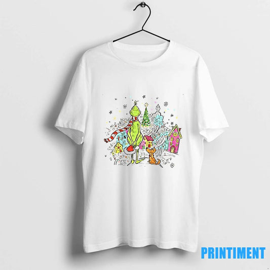 Grinch Santa Hat With Max Whoville Merry Christmas Tshirts Sweater