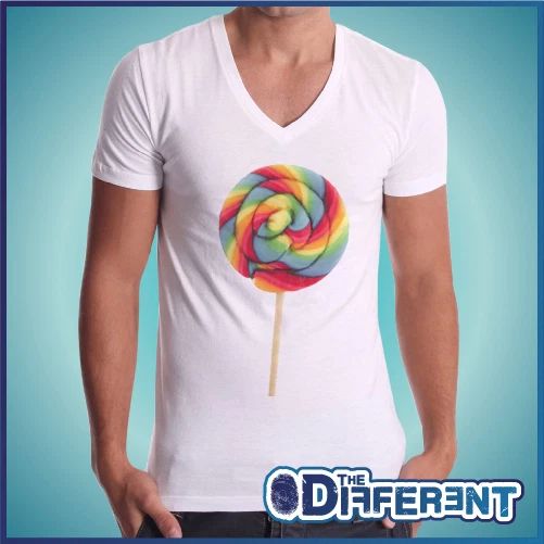 T-shirt V Neck Lollipop Colour The Happiness Is Have My T-shirt New