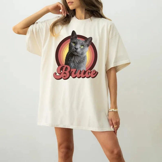 Custom Retro Pet Photo Comfort Tee Personalized Dog Lover